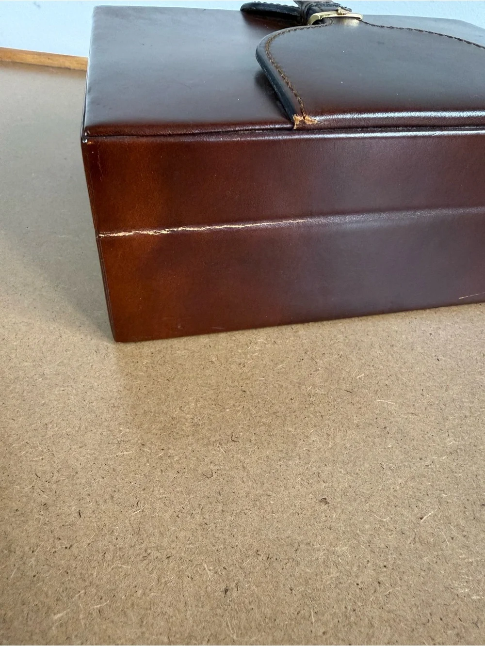 Rolex Vintage 70s-80s President Day Date Brown Leather Watch Box w/ Gold Buckle